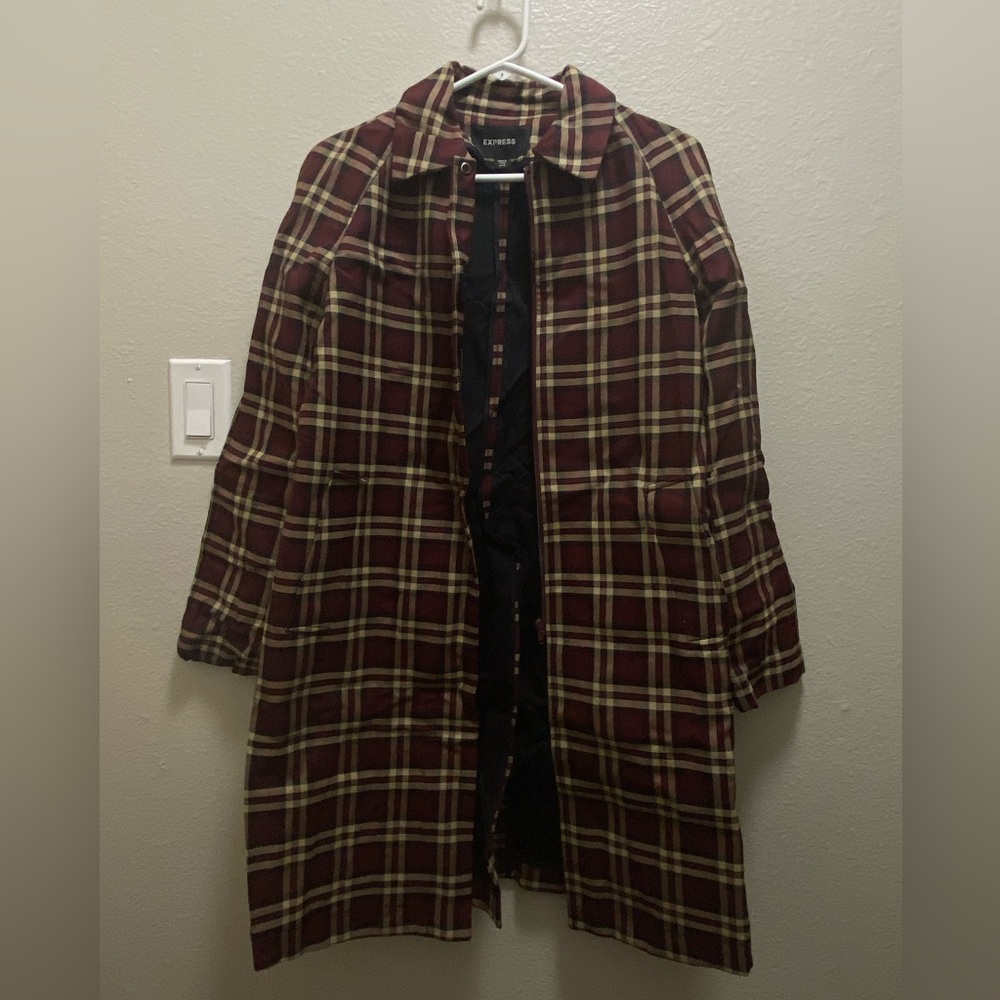 Express Plaid Trenchcoat